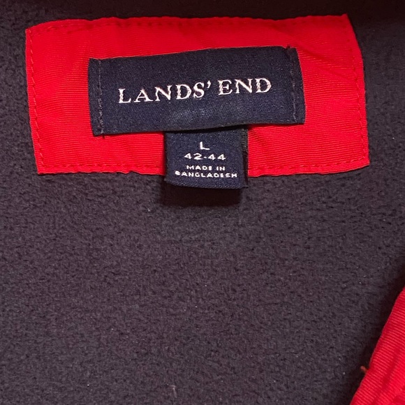 Lands’ End Men’s Fleece Lined Rain Coat Jacket Red Size Large - Picture 3 of 4